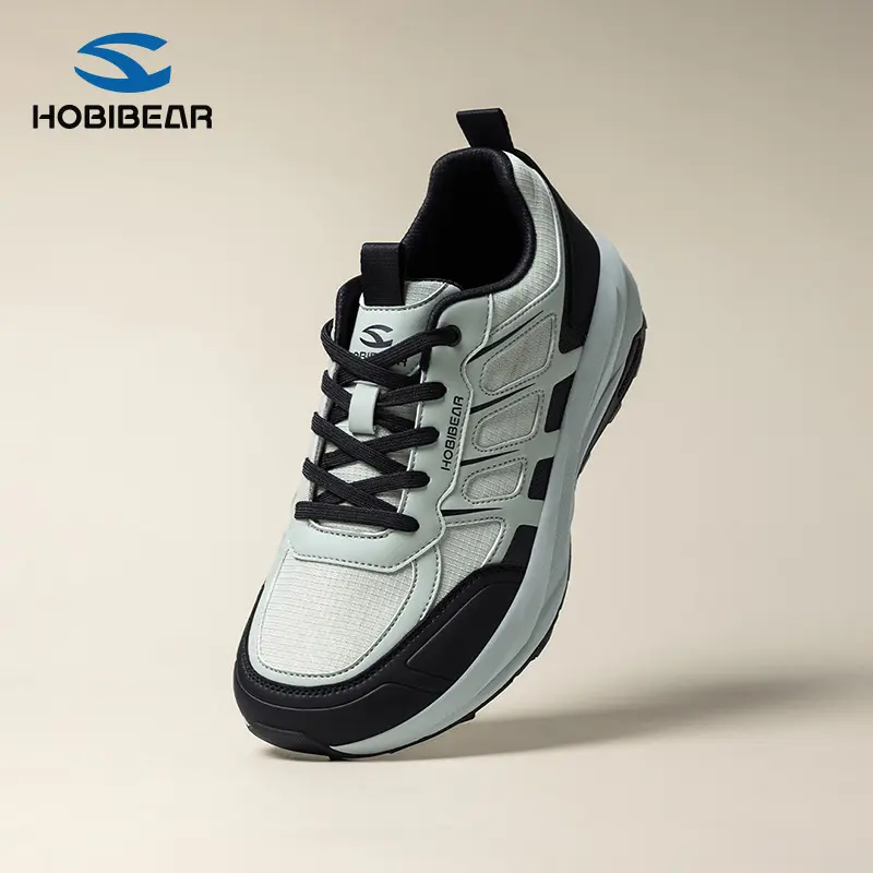 HOBIBEAR Men’s Outdoor Hiking Shoes – Breathable Casual Sports Sneakers with Fabric Panels & Synthetic Leather, Thick EVA Rubber Sole, Mountaineering Shoes