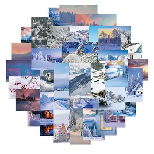 50PCS Winter Snow Scene Stickers Personalized Decoration Luggage Notebook Guitar Waterproof Removable Adhesive Non Repetitive Stickers