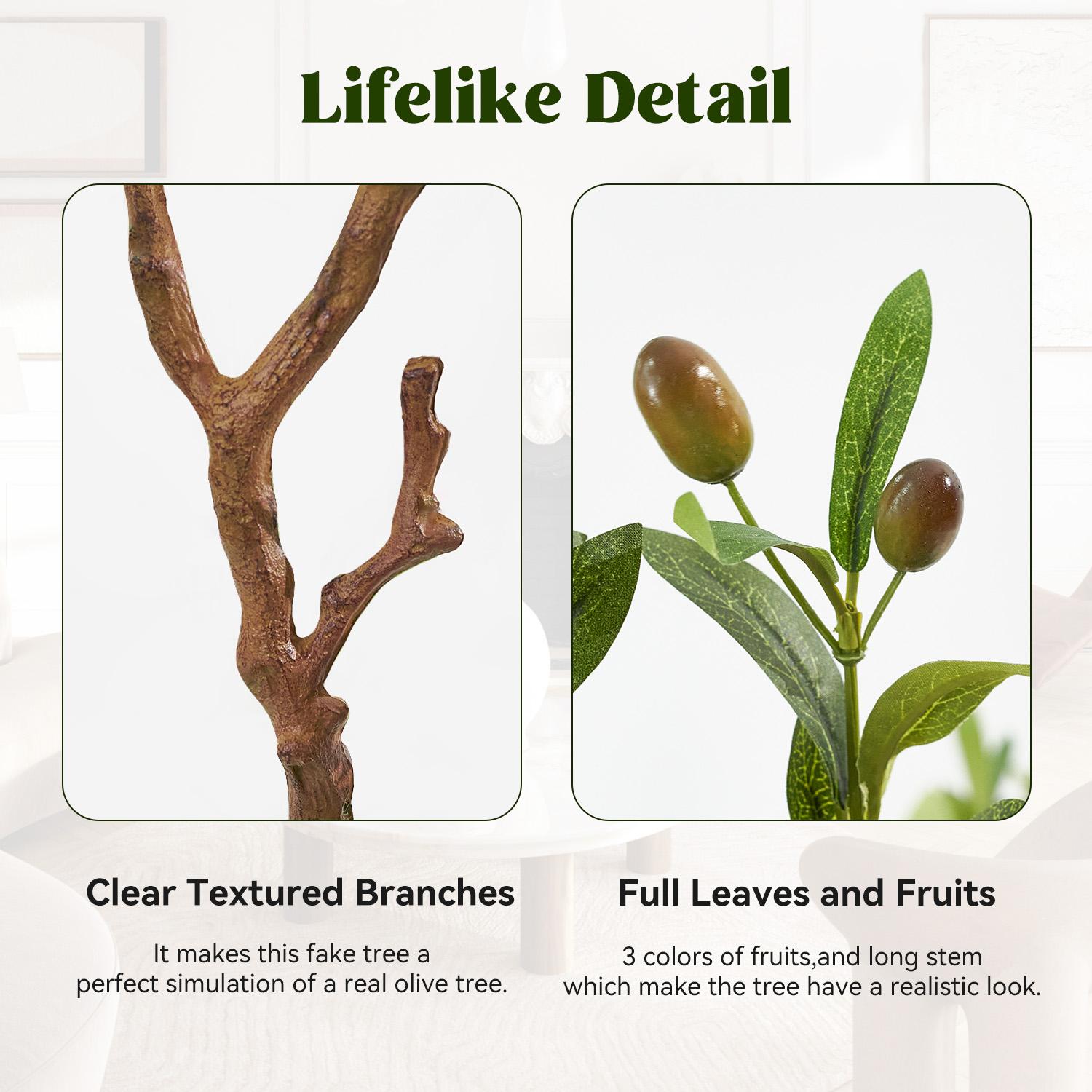 Artificial Olive Tree 7FT with Natural Bark Trunk Ultra-Realistic Faux Olive Plants for Indoor Outdoor Decor No Maintenance Required for Home Office Living Room Patio Porch Decoration