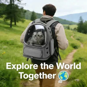 Panoramic View Cat Backpack Carrier - Breathable Pet Travel Bag for Small Dogs & Cats, Clear Bubble Window Backpack for Hiking & Outdoor Use