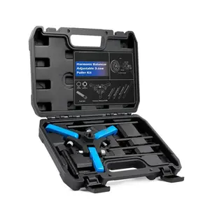 Adjustable 3-Jaw Puller Set for Removing Harmonic Dampers & Balancers, 3-Jaw Pulley Puller Set Compatible with Chevy GM Chrysler Cadillac Ford More, Blue/Black/Red, Automotive Repair Tools Outdo