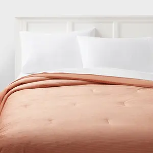 Twin/Twin Extra Long Corduroy Plush Comforter Copper - Room Essentials