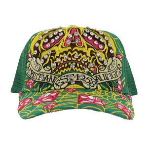 Christian Audigier Candy Trucker Hat - Y2K Classic with Premium Embroidery & Bling - Chic & Show-Stopping Design