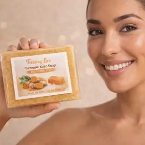 Lemon Turmeric & Kojic Acid Soap 4 oz Bar - Brightening Bar for Dark Spots, Acne Reduction & Skin Cleansing with Vitamin C Honey Glow