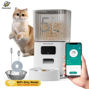 【Geoorood】5L Stainless Steel Automatic Cat Feeder,  2.4GHz WiFi Only,APP Remote Control, Programmable Feeding for Dog and Cat
