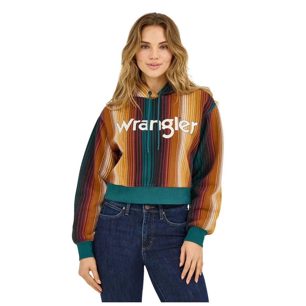 112371645 Wrangler Women's Retro Americana Cropped Hoodie - Multicolor Stripe