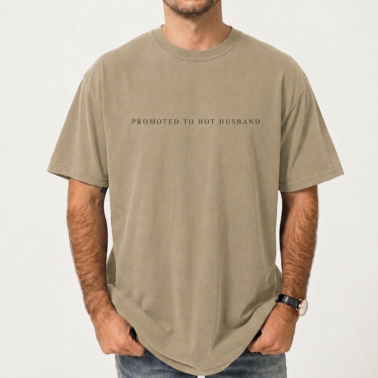 Promoted to Hot Husband Comfort Colors Shirt for Men, Funny Newlywed Husband Graphic Tee, Wedding Gift for Groom, Engagement Honeymoon Outfit