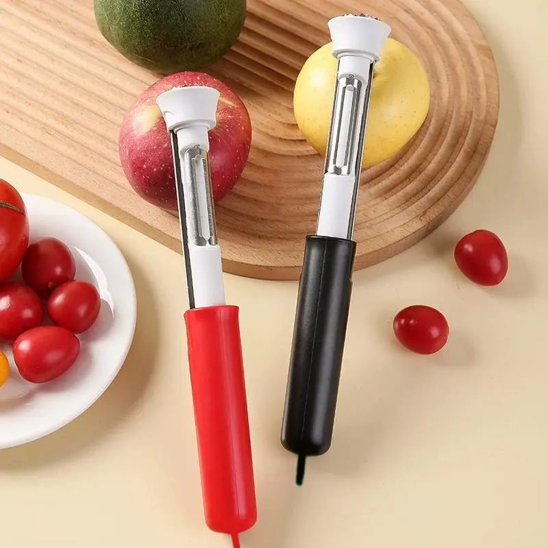 2-in-1 Stainless Steel Corer Peeler with Telescopic Grip - Kitchen Essential Fruit Peeler Utensils, Vegetable Prep Tool for Apples, Pears, Potatoes, Vegetable Peelers For Kitchen