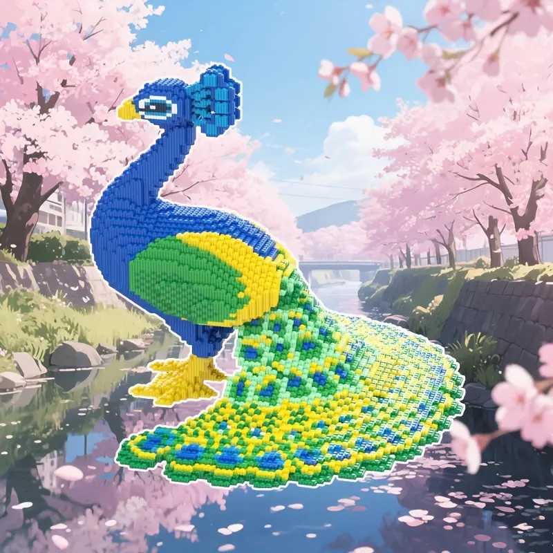 Colorful Peacock 3D Puzzle Blocks Creative Decoration, Birthday/halloween/valentine's Day/xmas Gift, Home Decor, Party Decoration
