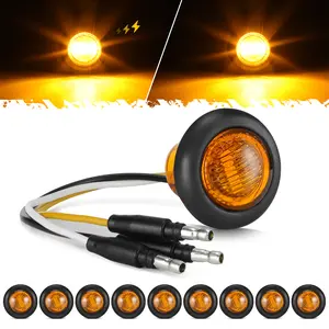 Partsam 10 Pcs 3/4" Amber Strobe + Marker Lights - LED Dual Function Trailer Side Clearance Tail Griller Flash Lights 12V Turn Signal Warning Waterproof Light for Trailer Truck Van RV ATV Bus