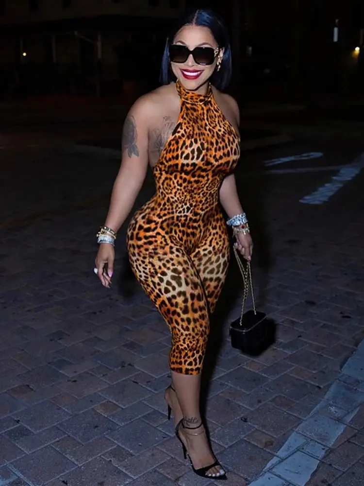 Halter Bandage Leopard-Print Romper