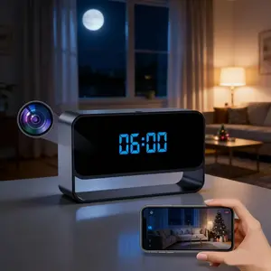 It looks like a clock on the outside, but is actually an invisible camera. It has an FHD 1080P resolution, WiFi connection, powerful night vision function, and is a small hidden monitoring camera, suitable for indoor security in the home.