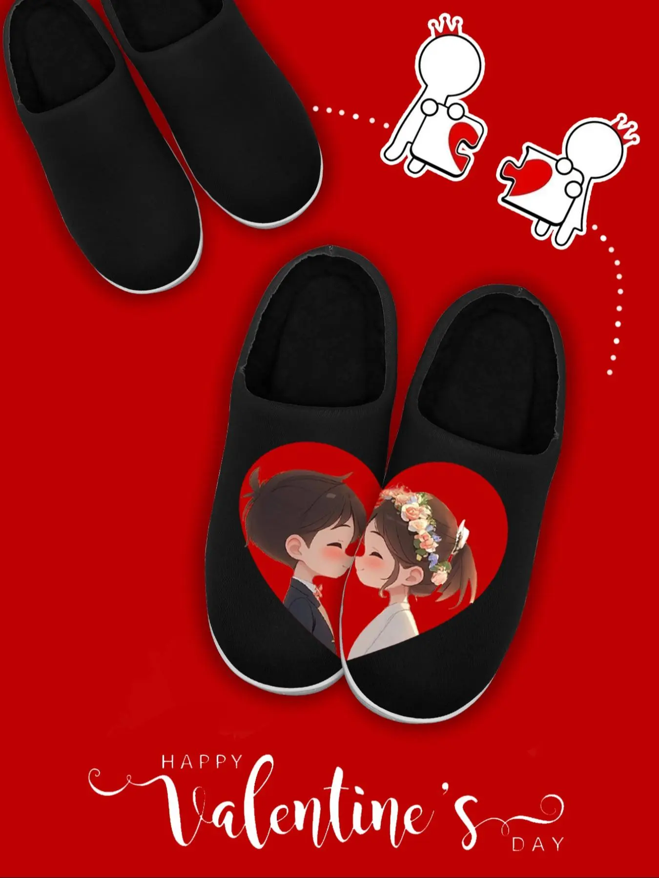 Couple Design Slippers, Soft Plush Warm Slippers for Men and Women, Non-slip Comfortable Bedroom Shoes, Perfect Gift for Couples, Boy, Valentine's Day, Gift