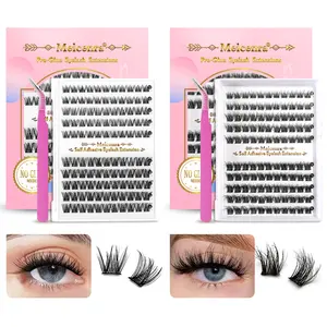 Pre-glued Eyelash Set, Easy-To-Use Lash Extension Kit, Enhance Eye Appeal with Simple Makeup, Synthetic Fiber, Solid Form