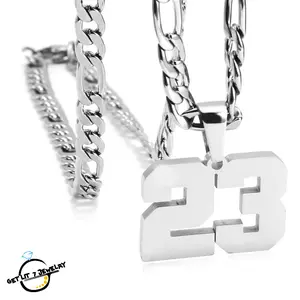 New Trendy Number Cuban Link Necklace, Jersey Number Necklace for Baseball/Basketball/Football Players | Hip-Hop Style | Cuban Link | Fashion Accessories | Holiday Gifts | Number Commemorative Necklace |