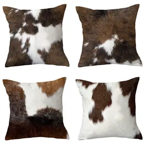 Set of 4 Plush Printed Cushion Covers, Decorative Sofa Pillows for Living Room & Bedroom, Fashion Home Accessories