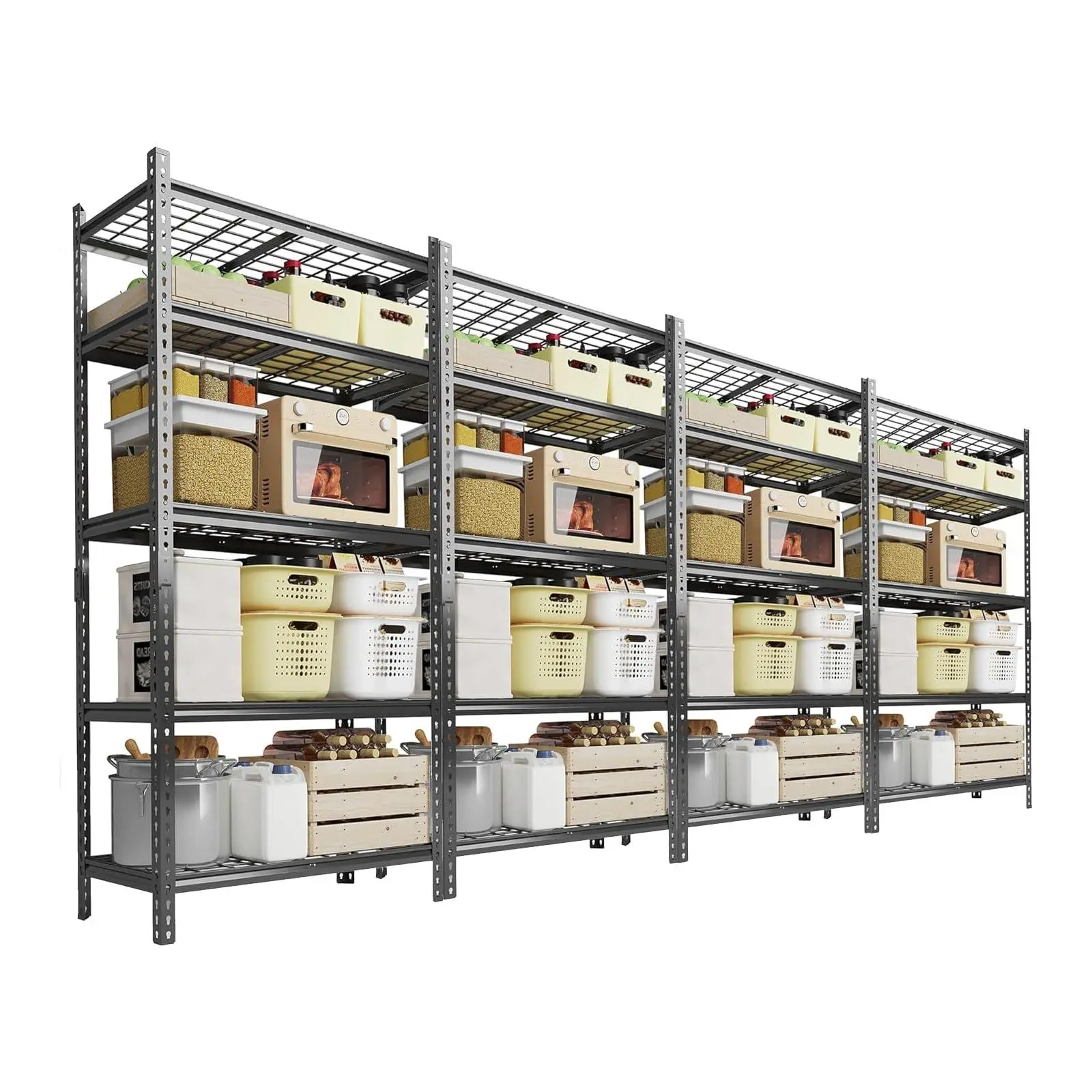 4 PCS Heavy Duty Steel Garage Shelving Unit - 36"w×16"d×72"h 5-Tier Adjustable Tool Racks, 2200LBS Metal Utility Organiser for Garage, Basement