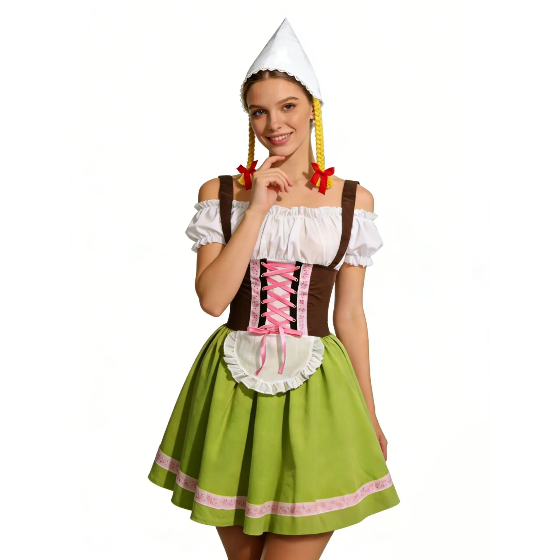 Women's Fitted Plaid Corset Boat Neck Backless Dress - Traditional German Bavarian Beer Maid Oktoberfest Corset Costume Sets, All-Seasons Women's Clothes, Special Occasion Womenswear Accessories