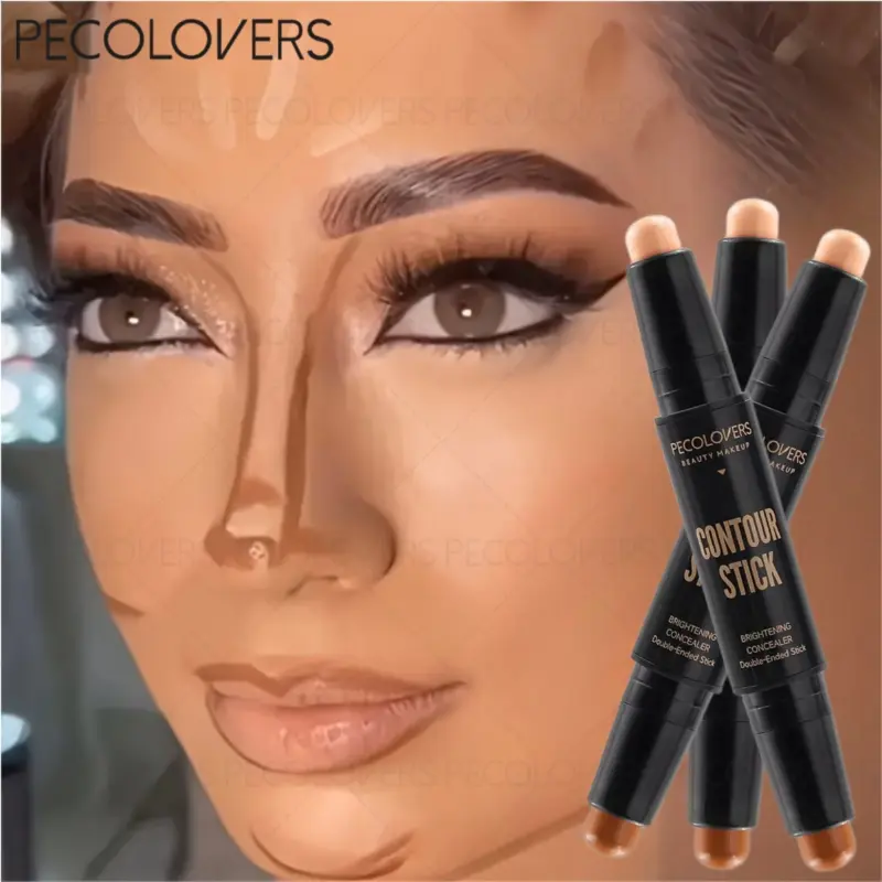 Dual-Ended Brightening Contour Stick - 2-in-1 Concealer, Contour & Bronzer for Light Skin Tones, Smooth Creamy Blendable Texture, Perfect for Defining Cheekbones & Nose Bridge - Face Contour & Highlighting Stick