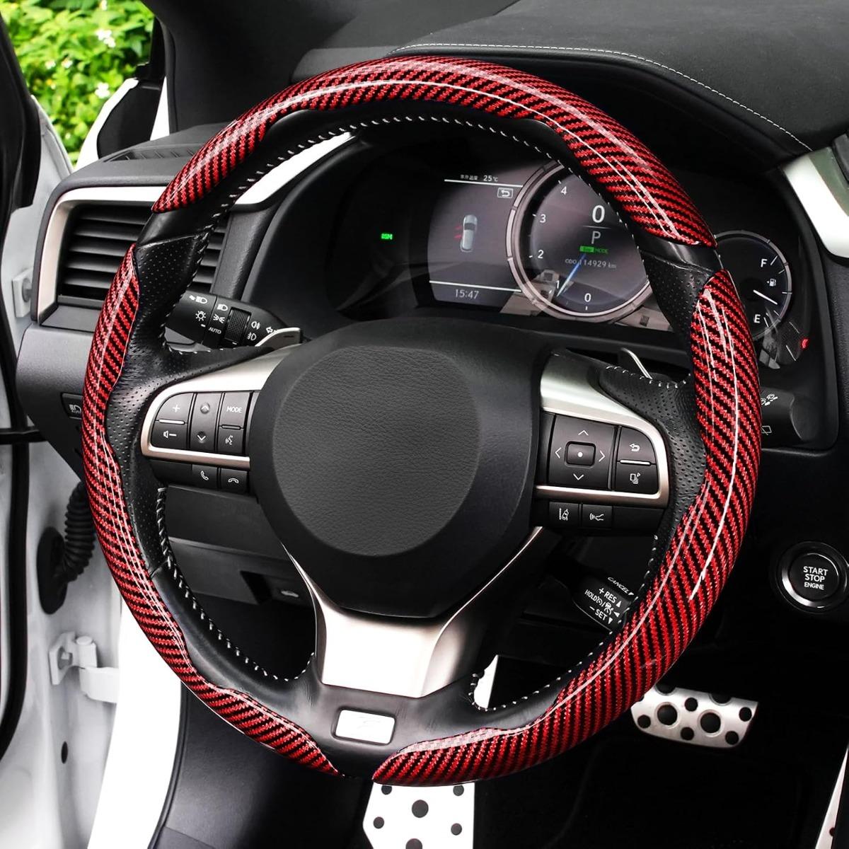 3pcs Carbon Fiber Snap on Steering Wheel Cover Segmented Anti Slip Steering Wheel Protector Butterfly Wing Car Interior Accessories Universal Car Steering Wheel Decoration Car Modification Parts Vehicle Steering Wheel Protective Cover