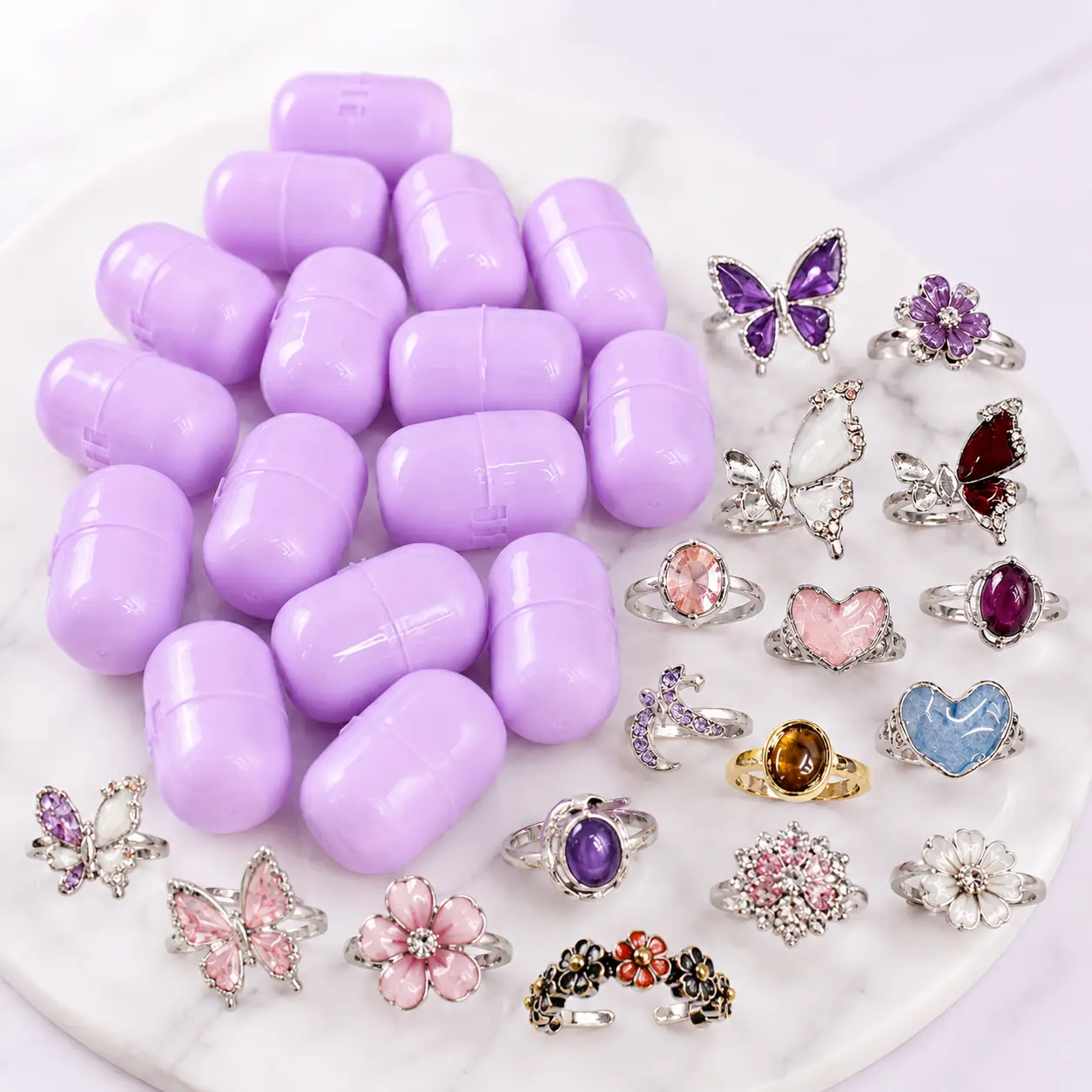 Assorted Fashion Rings Variety Pack - Mixed Styles, Mixed Colors, 1-Piece or 15-Piece Options, Non-Natural Crystal Decor Jewelry Accessory