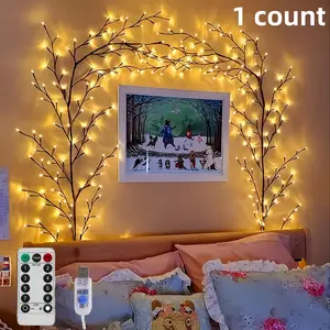 Flexible 5.9 Feet Willow LED String Light Set with 96 Bulbs, 8 Modes for Home Decor, Ideal for Christmas and Halloween Parties, Led Lights Bedroom