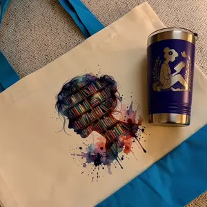 Tote Bag with tumbler and tee shirt