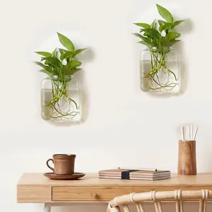 2 Pcs Wall Hanging Glass Wall Hanging Planter Propagation Station Terrariums Clear Glass Vase Container for Hydroponic Plant Home Office Living Room Bathroom Garden Decor _ Patio, Lawn & Garden