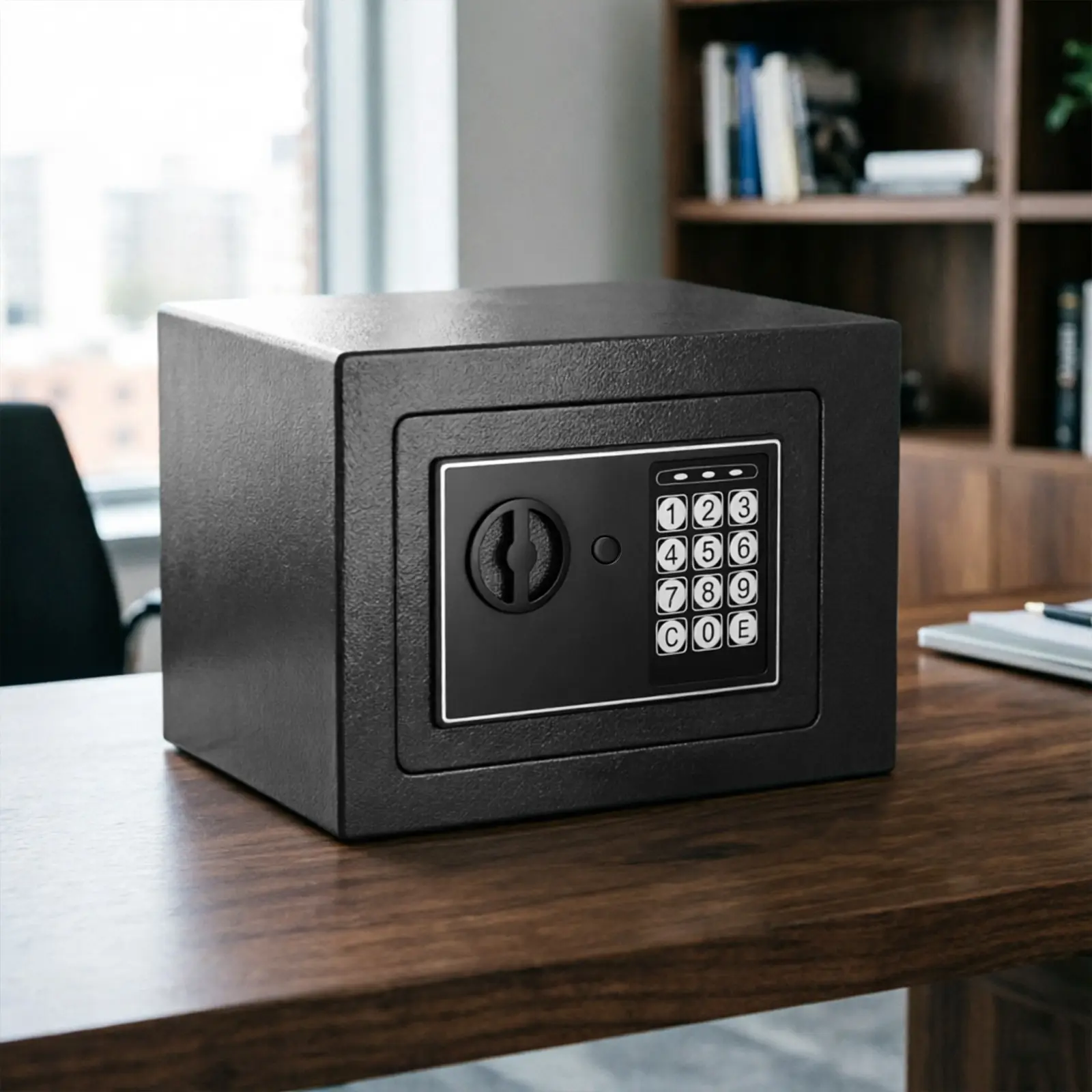Electronic Password & Key Lock Safe Box, Secure Storage Container for Cash, Ideal for College Dorm, Home and Office Use, Batteries Not Included
