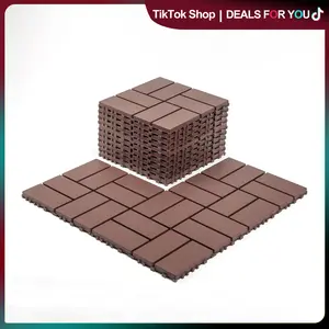 Interlocking Deck Tiles, 44 Pack ,12"x 12" Waterproof Outdoor Flooring All Weather Use, Patio Floor Decking Tiles For Porch Poolside Balcony Backyard