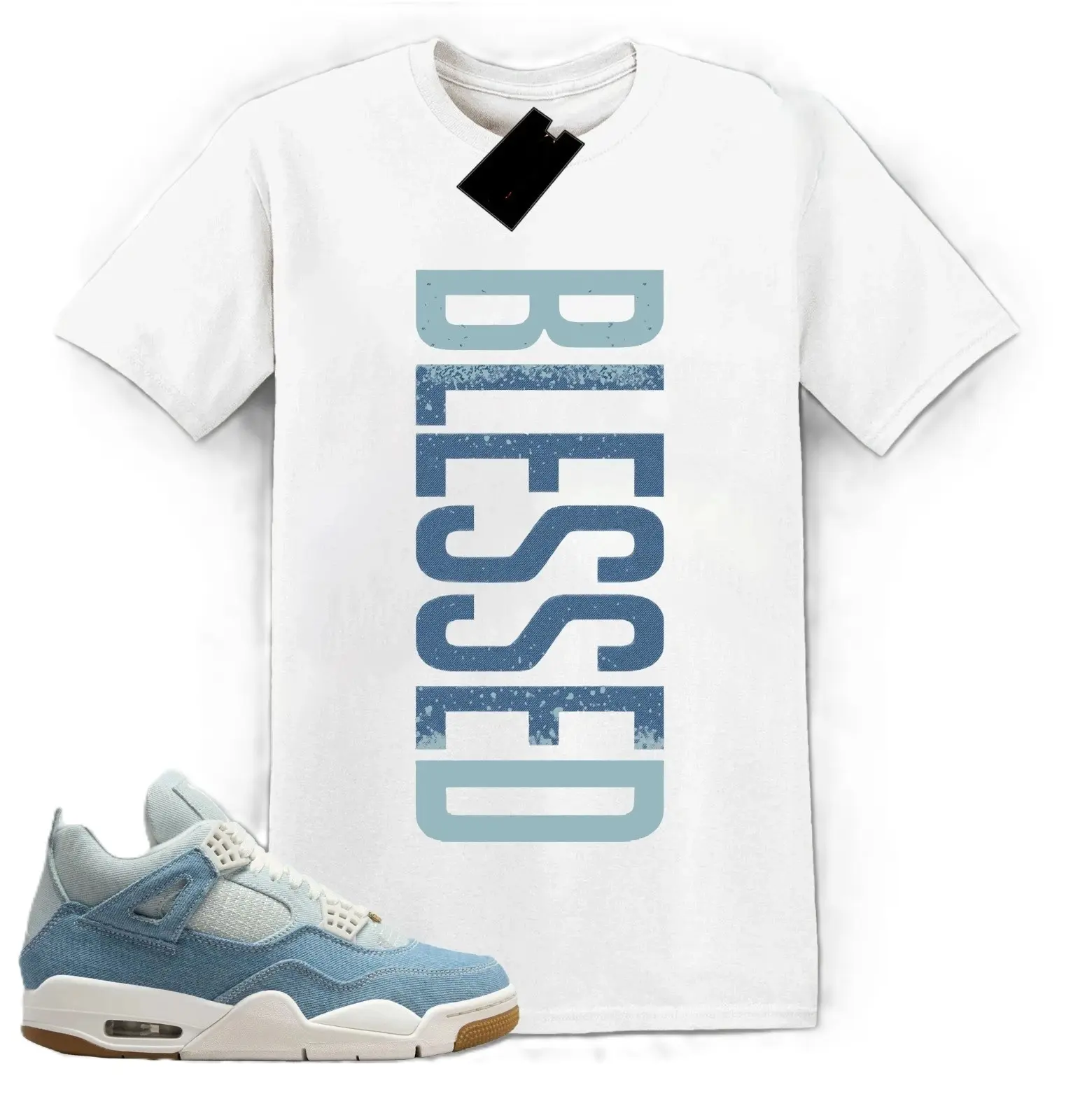 White Shirt to match AJ 4 Denim Worn Blue, Denim Worn Blue 4s Shirt Men, Gildan 5000 Unisex Shirt, 100% Cotton, Size S-5XL