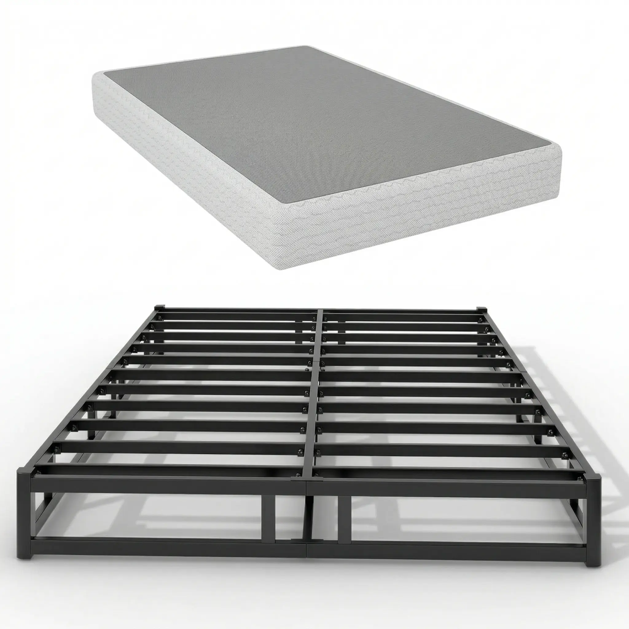 [DealsforYouDays]5 & 7 Inch Low Profile Metal Bed Frame, Heavy Duty Box Spring Replacement, Tool-Free Easy Assembly Mattress Foundation with Washable Cover, Under-Bed Storage Space, Quiet & Sturdy Support