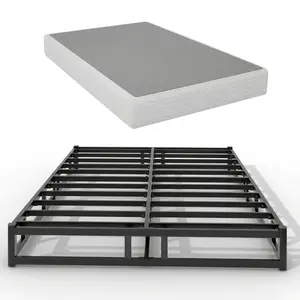 5 & 7 Inch Low Profile Metal Bed Frame, Heavy Duty Box Spring Replacement, Tool-Free Easy Assembly Mattress Foundation with Washable Cover, Under-Bed Storage Space, Quiet & Sturdy Support