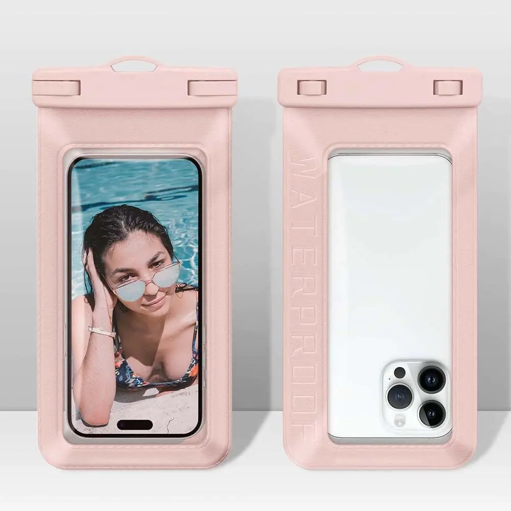 Waterproof phone pouch/case with crossbody lanyard for iPhone 17 series, 16 Pro Max, 15 Pro, 14, 13, 12; IP68 dry bag—essential for beach and cruise ships