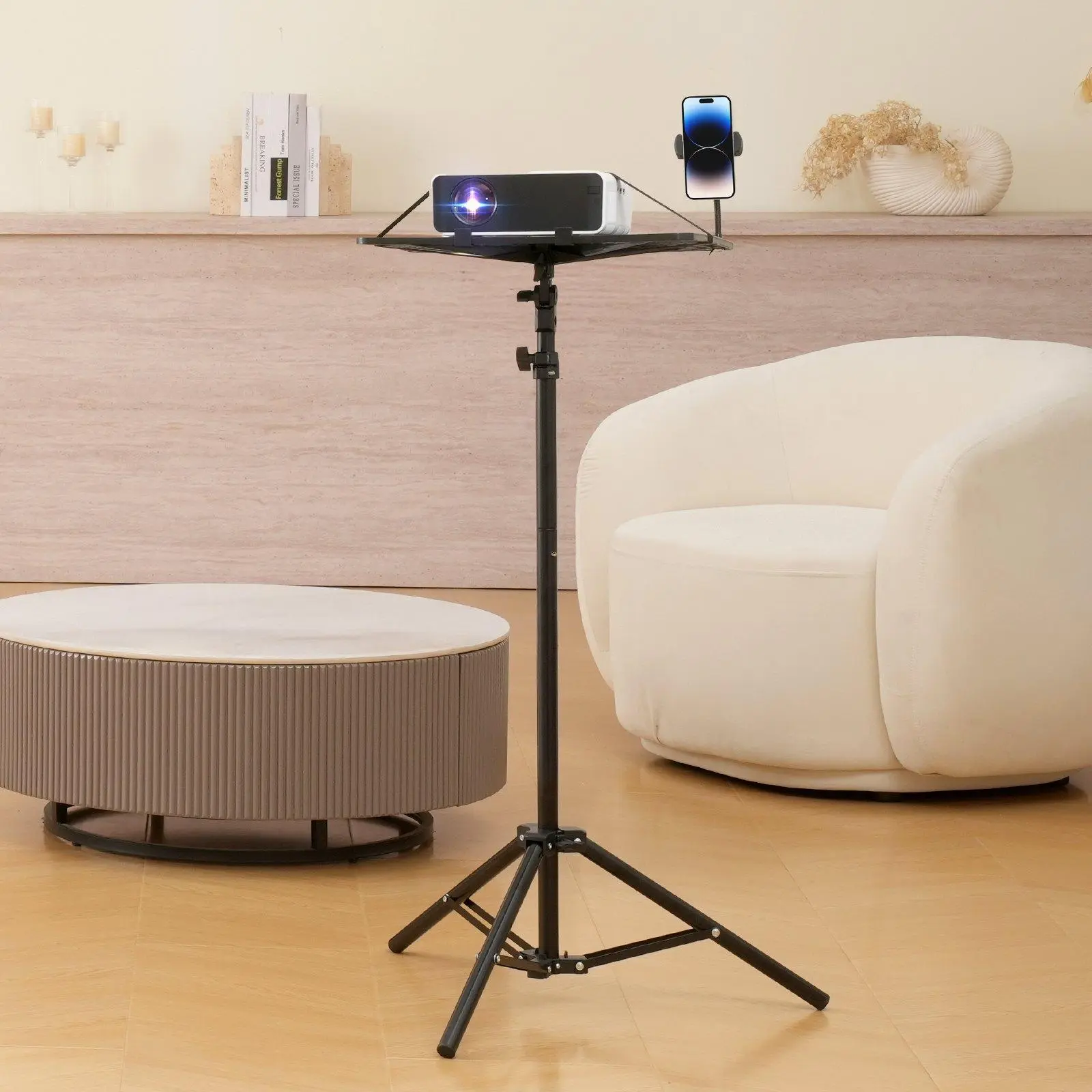 VEVOR Sturdy Adjustable Height Projector & Laptop Holder, 26.97-63 in Height Range, Portable Tripod Stand with Large Tray, Office Computer Accessory for Teaching, Recorders & Home Presentations, Accessories, Equipment