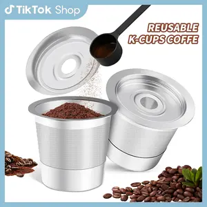 2 Pack Reusable K Cups Coffee Pods for Keurig 1.0: Stainless Steel Refillable K Cup - Reusable Coffee Filter for Keurig 1.0 Coffee Maker, Permanent, Eco-Friendly, 100% Stainless Steel