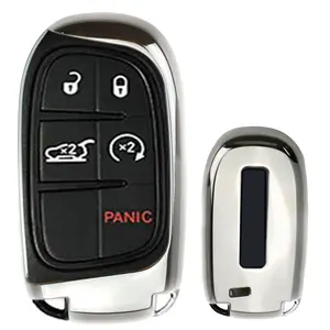 iJDMTOY Chrome Finish Silver Chrome TPU Key Fob Protective Cover Case For Charger Challenger Dart Durango Journey, Grand Cherokee, Renegade, 200 300, etc