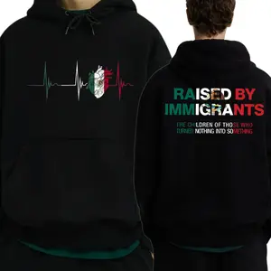 Raised By Immigrants 2 Sides Hoodie Cultural Identity Quote Sweatshirt Mexican American Pride Latino Heritage Empowerment Unisex Cotton Hoodie