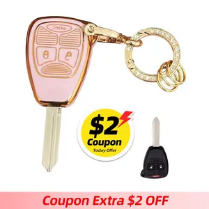 Soft TPU for Jeep Key Fob Shell Fits for Jeep Wrangler/Compass/Dodge Ram/Durango/Caliber/Nitro/Dakota/Chrysler (A-Pink)