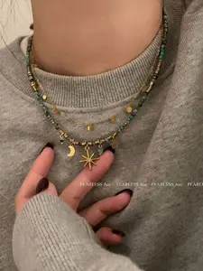 Women Boho Sunflower Design Beaded Necklace, Vintage Style Layered Jewelry Accessory, Elegant Daily Wear Fashion Statement