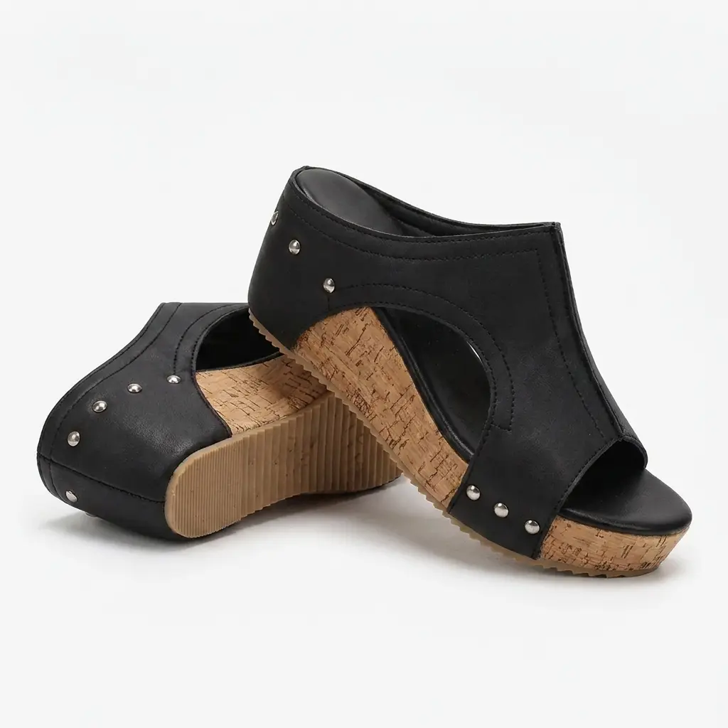 Northend | Lumi Stud Wedges - Studded Platform Wedge Sandals, Orthopedic Arch Support, Cushioned Comfort Heels for Women