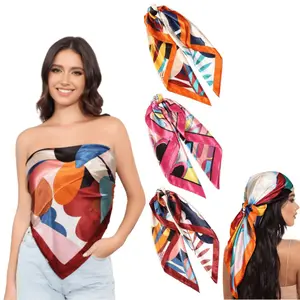 Pack Of 3 Head Scarves for Women Satin Hair Scarf 35 Large Square Bandana Like Neck Scarf Shawl