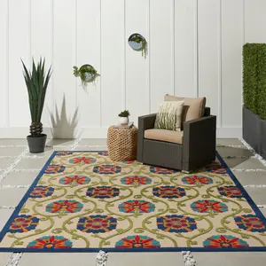 Nourison Aloha Outdoor Area Rug, Contemporary Boho Floral Rug, Durable Multicolor Household Textile Carpet, Multicolor Rug