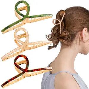 Large Metal Claw Clips for Thick Heavy Hair - 3 count Big Metal Hair Clips -  Hold Non-Slip Hair Claw for Long Hair - Fashion Styling Accessories for Women Girls (Alloy Multicolor 2)