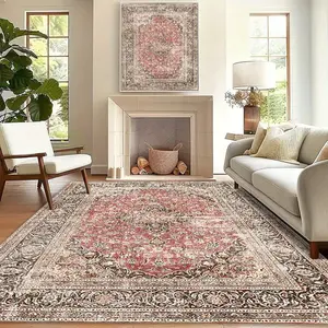 Vintage Boho Style Rug, 1 Count Non-slip Soft Floor Mat, Decorative Carpet for Home Living Room Bedroom Kitchen Study Room in Indoor, Boho Area Rug