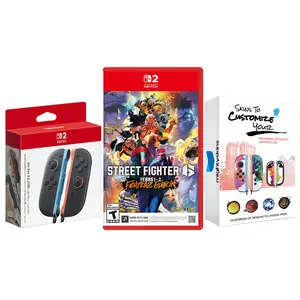 Nintendo Switch 2 Joy-Cons Blue/Red with Street Fighter 6 and MightySkins Code Bundle