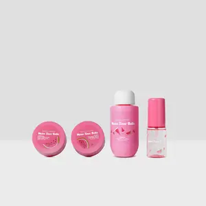 Beauty Creations Sweet Dose Fruity Travel Set - Watermelon Body Care Kit with Travel Bag, Melon Body Mist, Butter, Shower Gel, & Sugar Scrub for On-the-Go Pampering Body Care Sets