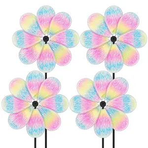 Sunflower Rainbow Wind Spinner, DIY Garden Windmill, Outdoor Lawn Decor, Handmade Yard Ornament, Colorful Rotating Wind Sculpture, Garden Accessories
