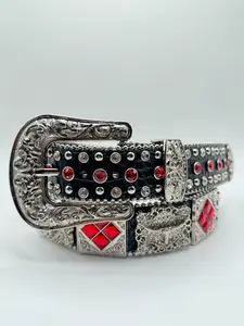Belt- Red Rhinestone With Conchos Belt- Red Rhinestone With Conchos