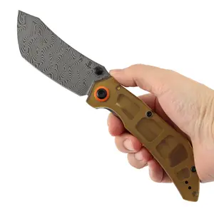 Edgy Bladeworks B1079 Series Folding Pocket Knives - 3.39'' Damascus or Nitro V Blade, Amber PEI, Ultem, Micarta or G10 Handle, Professional Grade Hardware for Mechanics & EDC Enthusiasts